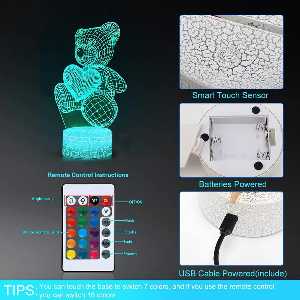 3D Lamp Acrylic USB LED Night Lights Neon Sign Lamp Decorations For Home Bedroom